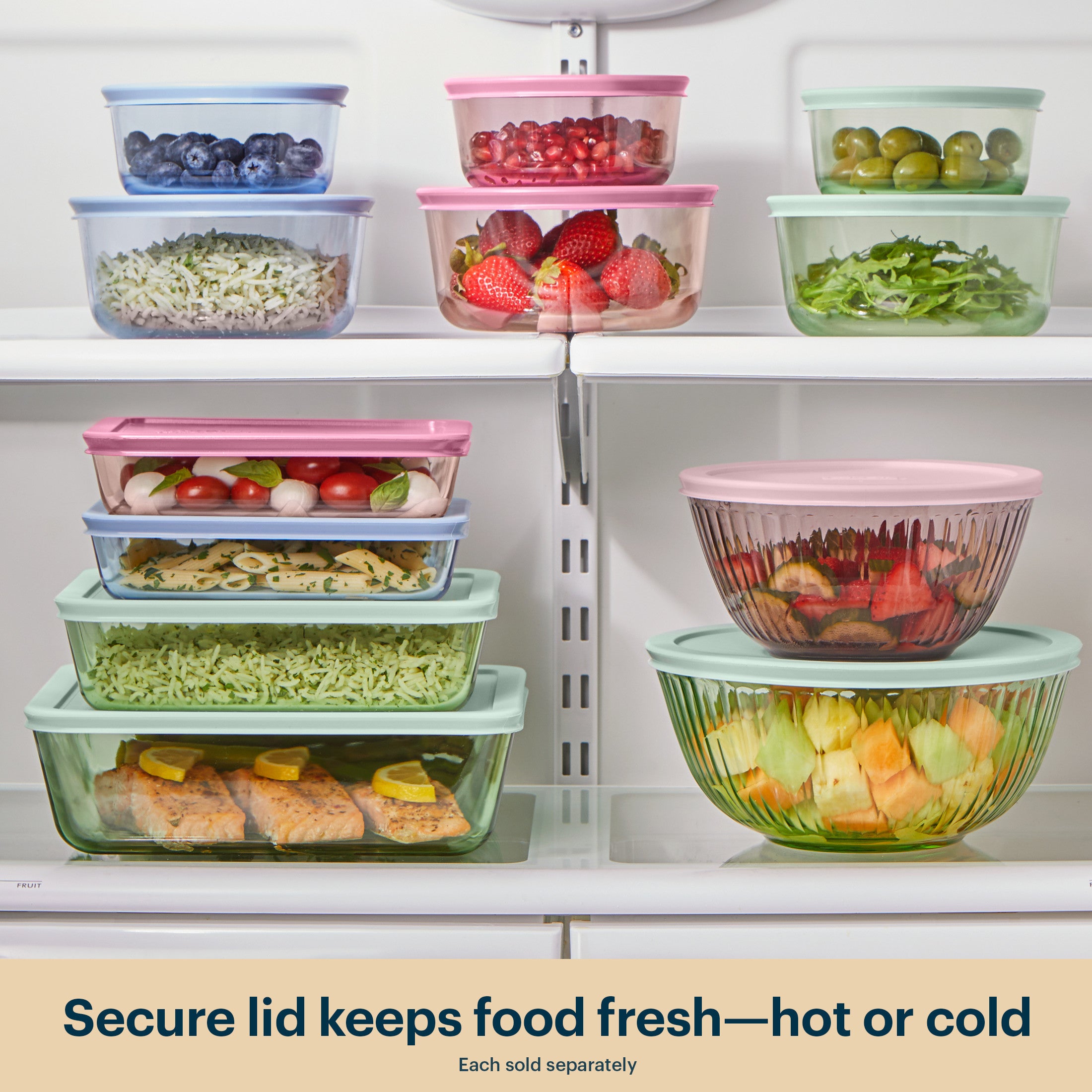Pyrex® Simply Store® Tinted Glass Round Storage Containers. 6-pc Set. Mixed Colors - Image 6