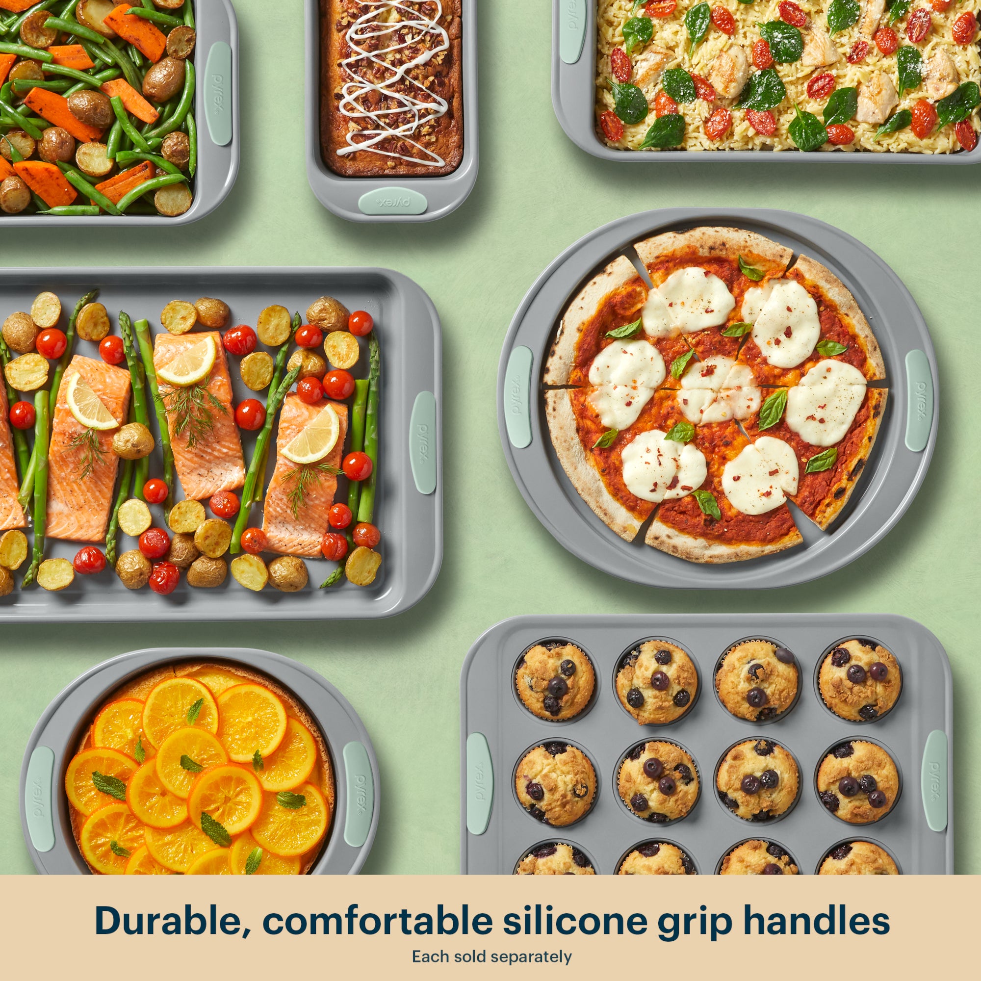 Pyrex® Metal Bakeware 3-Piece Large Cookie Sheet Set in Sage - Image 5