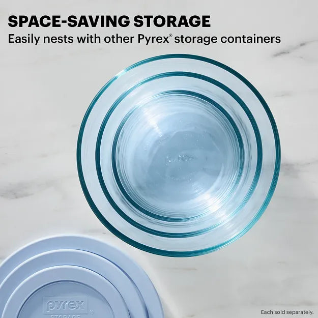 Pyrex® Simply Store® Tinted 7-cup Round Storage with Blue Plastic Lid - Image 4