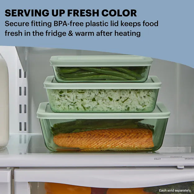 Pyrex® Simply Store® Tinted 6-cup Rectangle Storage with Green Plastic Lid - Image 3