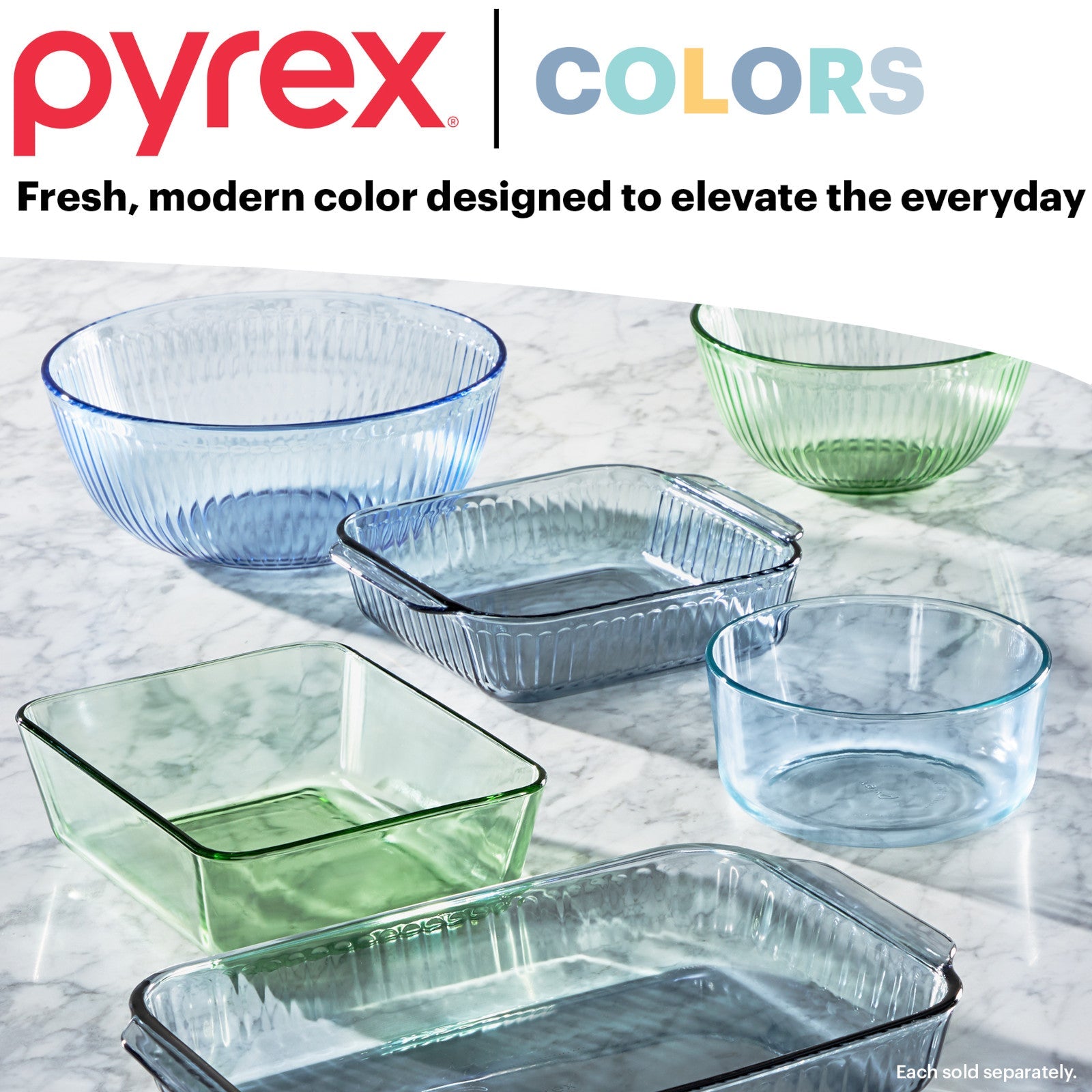 Pyrex® Simply Store® Tinted 6-piece Round Storage Value Pack with Blue Plastic Lids - Image 4