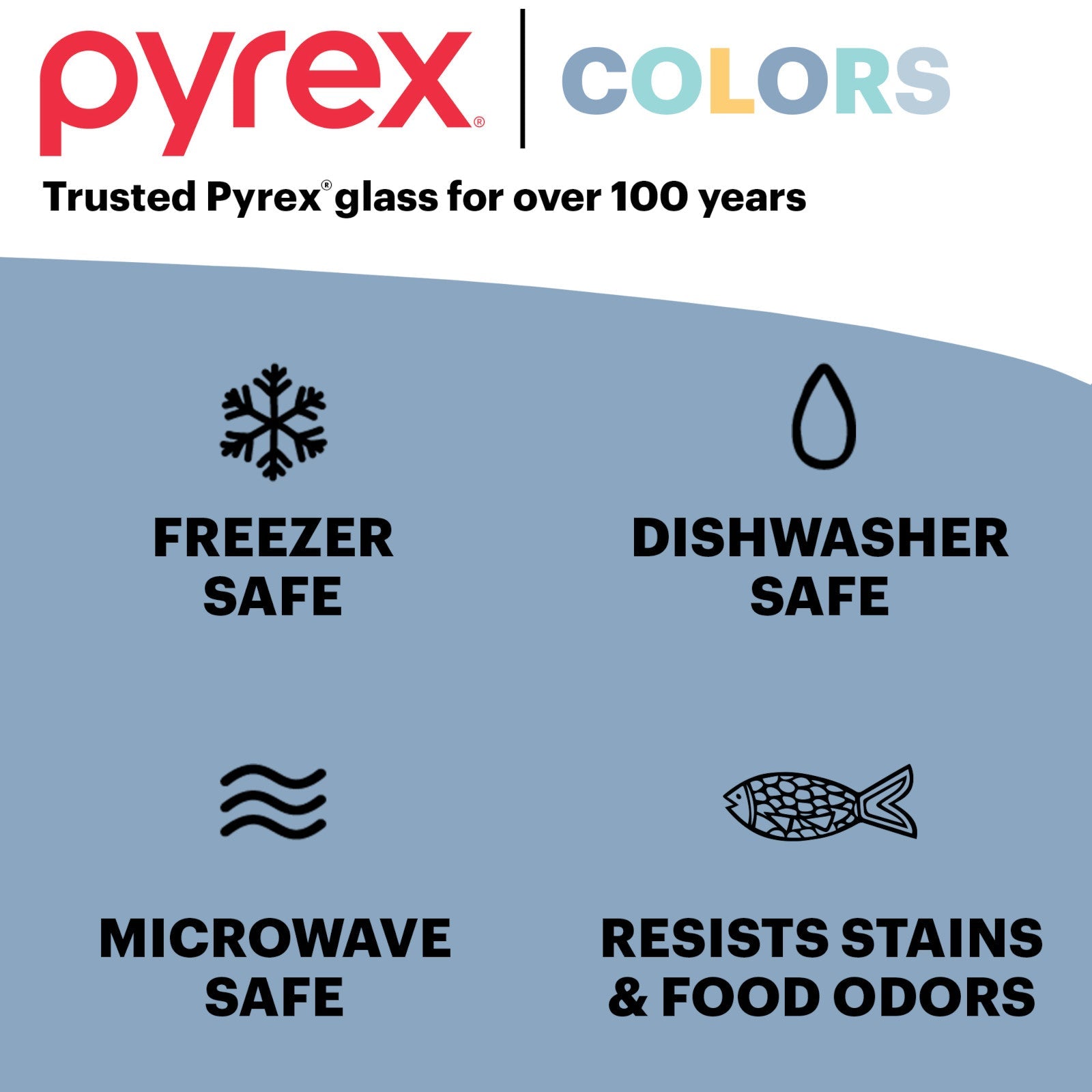Pyrex® Simply Store® Tinted 6-piece Round Storage Set with Blue Plastic Lids - Image 5